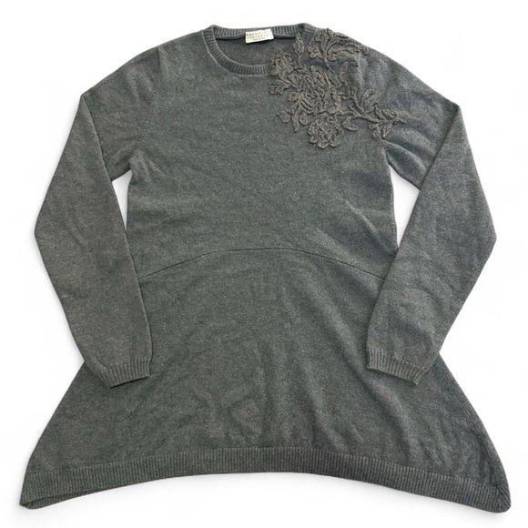 Brunello Cucinelli Women's Gray Floral Cashmere Sweater Small - Picture 1 of 6